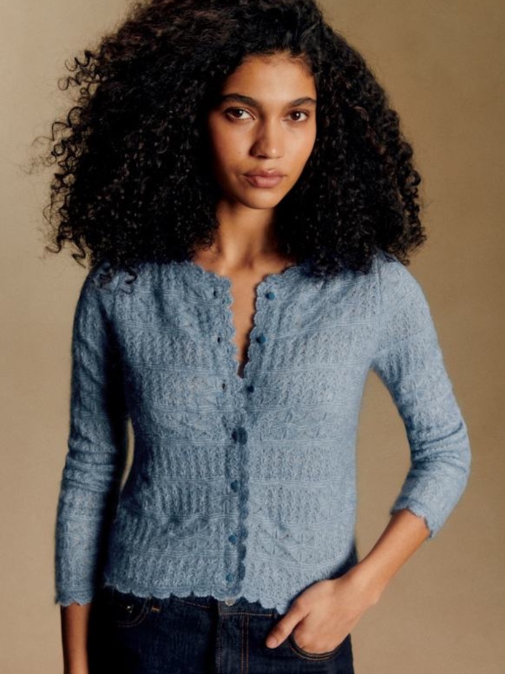 Sezane Verda Cardigan Ice Blue Size M